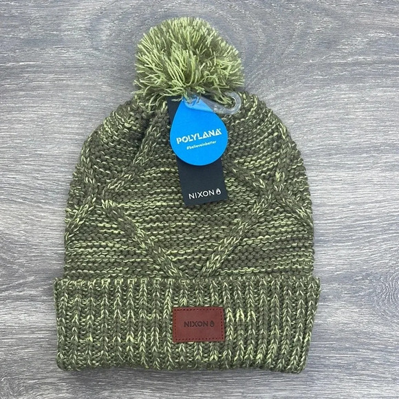 Nixon Julian Pom Beanie, olive/volt - Picture 2 of 5